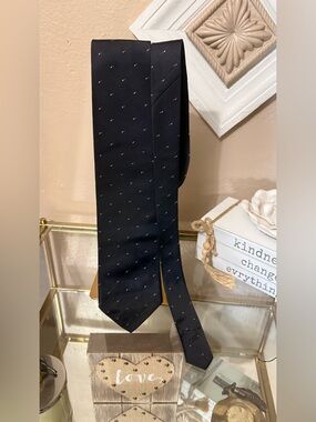 Hermes Black Tie with Subtle Red Accent Dots